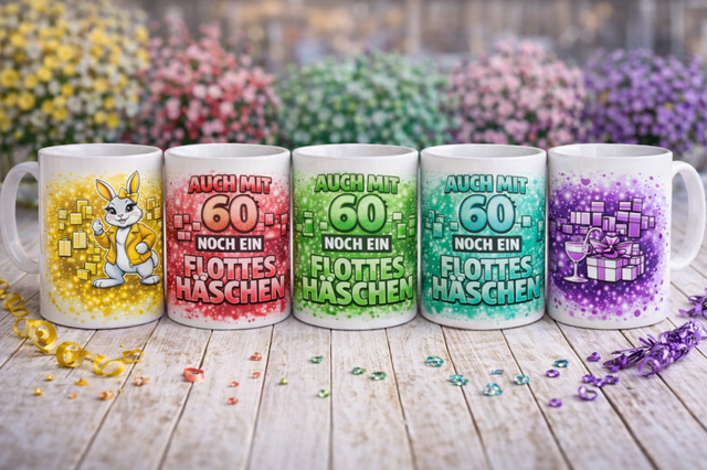 Lustige Geburtstag Tasse „Auch mit .... noch ein flottes Häschen“ – Geschenkidee für Frauen runder Geburtstag