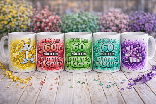 Lustige Geburtstag Tasse „Auch mit .... noch ein flottes Häschen“ – Geschenkidee für Frauen runder Geburtstag