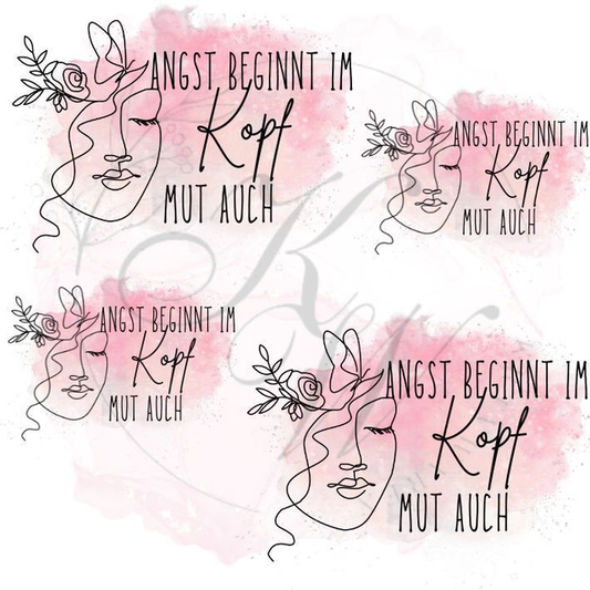 RUB ONS -Angst beginnt im Kopf | RUBONS | randlos | glänzend | bunt | 6x6 cm