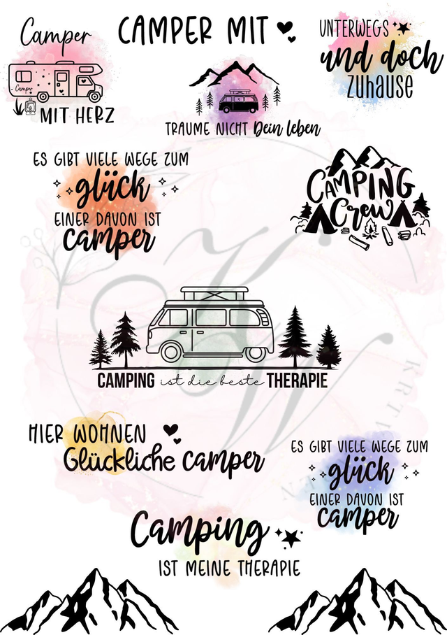 RUB ONS - " Camping" | RUBONS | randlos | glänzend | bunt | A5