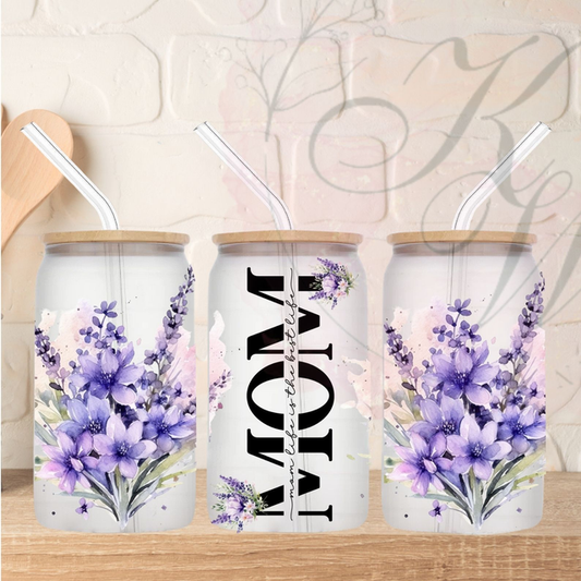 Trinkgläser 16oz Rub Ons "MOM Lavendel" No.336