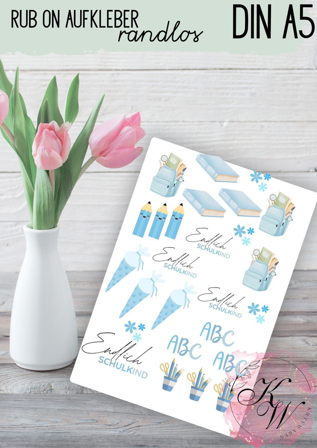 RUB ONS - "Schulkind Junge" individuell | RUBONS | randlos | glänzend | bunt   | A5