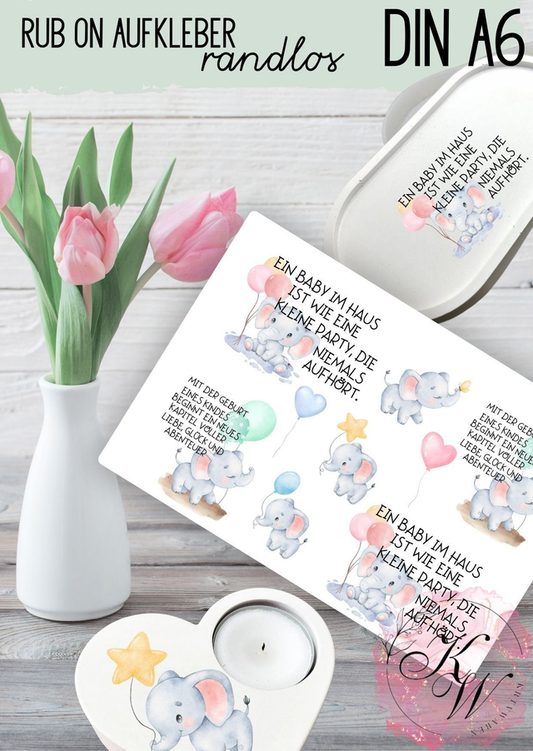 RUB ONS - "Geburt Baby Sprüche 2.0" individuell | RUBONS | randlos | glänzend | bunt | A6