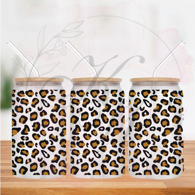 Trinkgläser 16oz Rub Ons "leopard" No.278