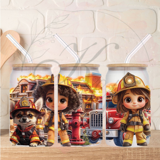 Trinkgläser 16oz Rub Ons "Feuerwehr Kids" No.335