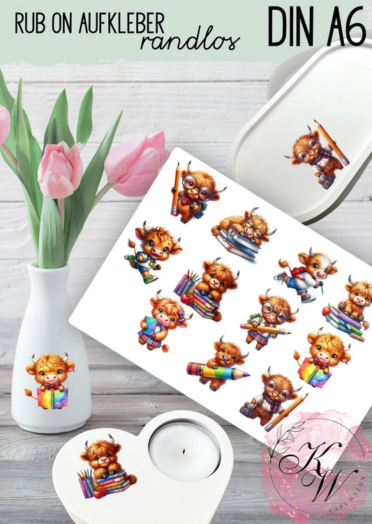 RUB ONS - "Einschulung Cow " individuell | RUBONS | randlos | glänzend | bunt | A6