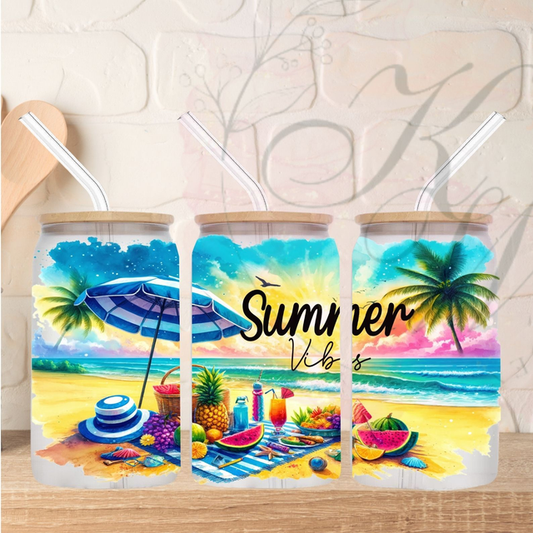 Trinkgläser 16oz Rub Ons "Summer Vibes" No.355