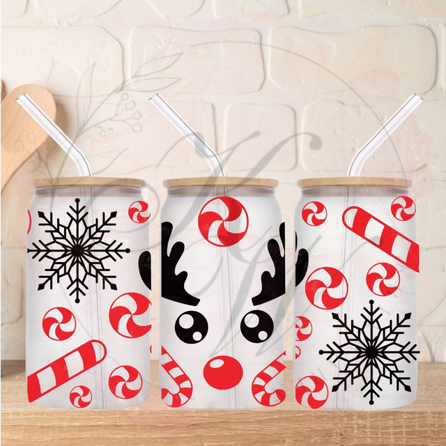 Trinkgläser 16oz Rub Ons "Rudolph" No.311