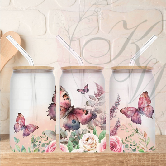 Trinkgläser 16oz Rub Ons " Schmetterling 3.0" No.342