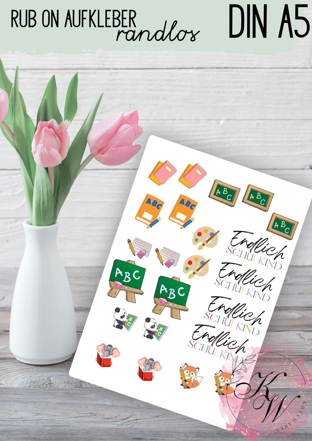 RUB ONS - "Endlich Schulkind" individuell | RUBONS | randlos | glänzend | bunt  | A5