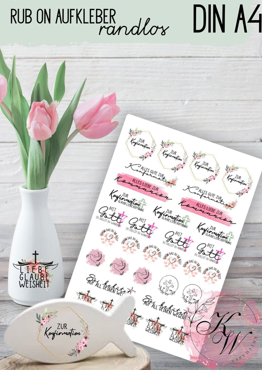 RUB ONS - " KONFIRMATION MÄDCHEN" | RUBONS | randlos | glänzend | bunt | A4