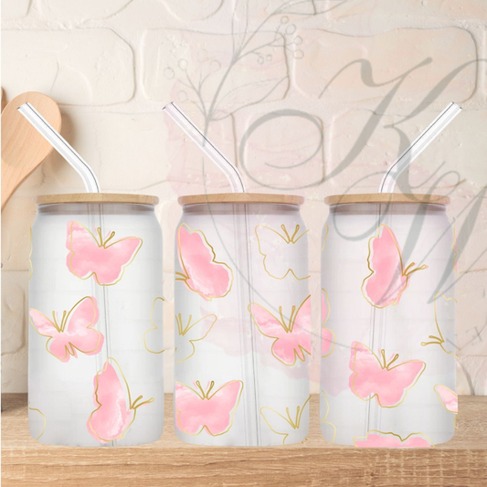 Trinkgläser 16oz Rub Ons " Schmetterling 5.0" No.344