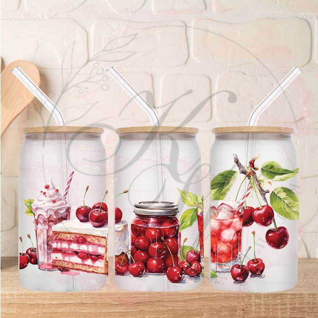 Trinkgläser 16oz Rub Ons "Kirschen" No.325