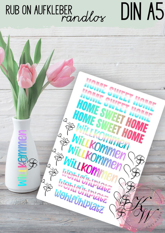 RUB ONS - "home sweet home" | RUBONS | randlos | glänzend | schwarz und weiss | A5