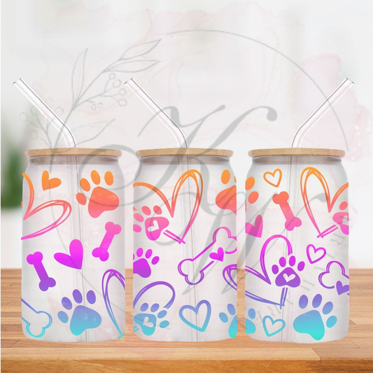 Trinkgläser 16oz Rub Ons "i love dog" No.279