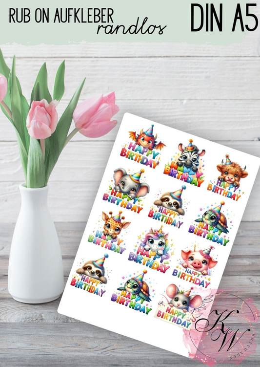 RUB ONS - "GeburtstagsTiere" | RUBONS | randlos | gl�nzend | bunt | A6