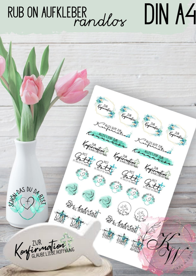RUB ONS - " KONFIRMATION" | RUBONS | randlos | glänzend | bunt | A4