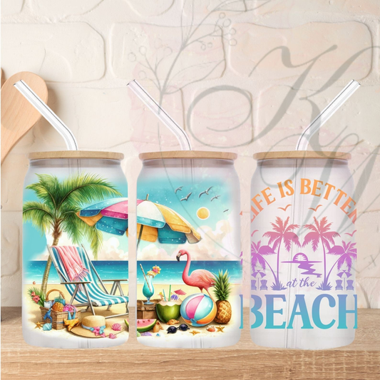 Trinkgläser 16oz Rub Ons "Beach" No.354