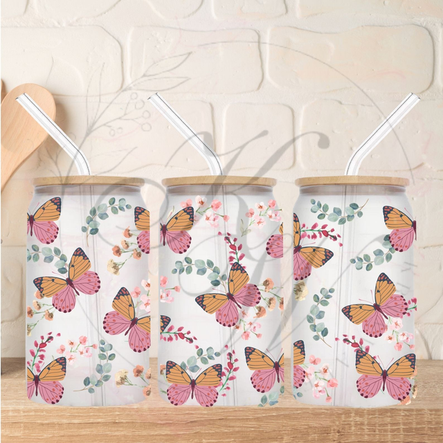 Trinkgläser 16oz Rub Ons "Schmetterling" No.297