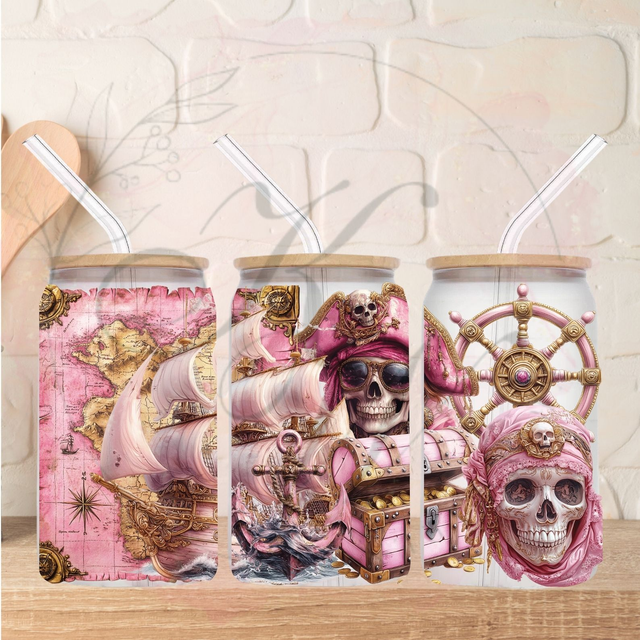 Trinkgläser 16oz Rub Ons "Pirat Pink" No.305