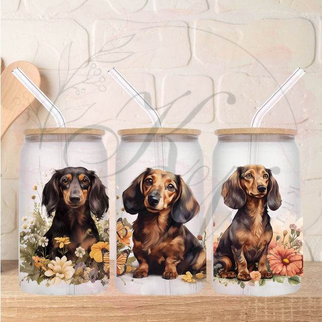 Trinkgläser 16oz Rub Ons "Dackel" No.309