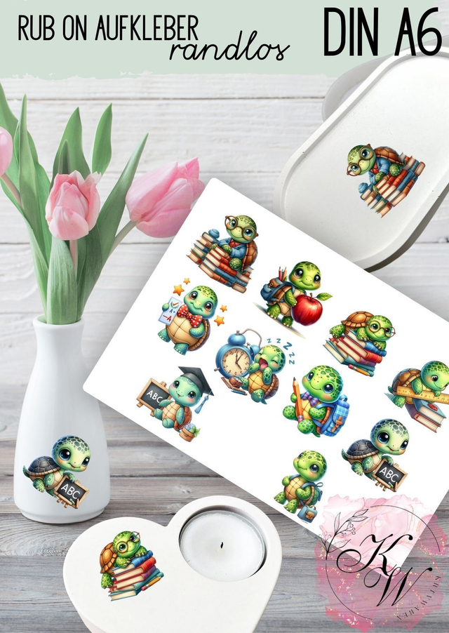 RUB ONS - "Einschulung Schildkröte  " individuell | RUBONS | randlos | glänzend | bunt | A6