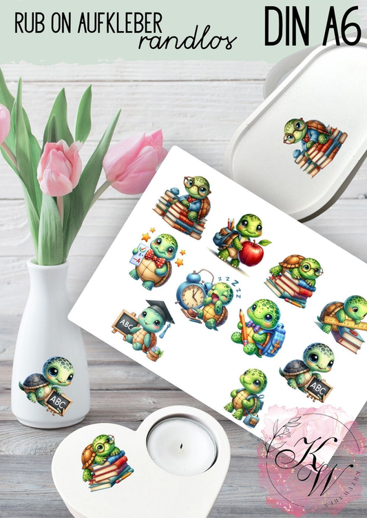 RUB ONS - "Einschulung Schildkröte  " individuell | RUBONS | randlos | glänzend | bunt | A6