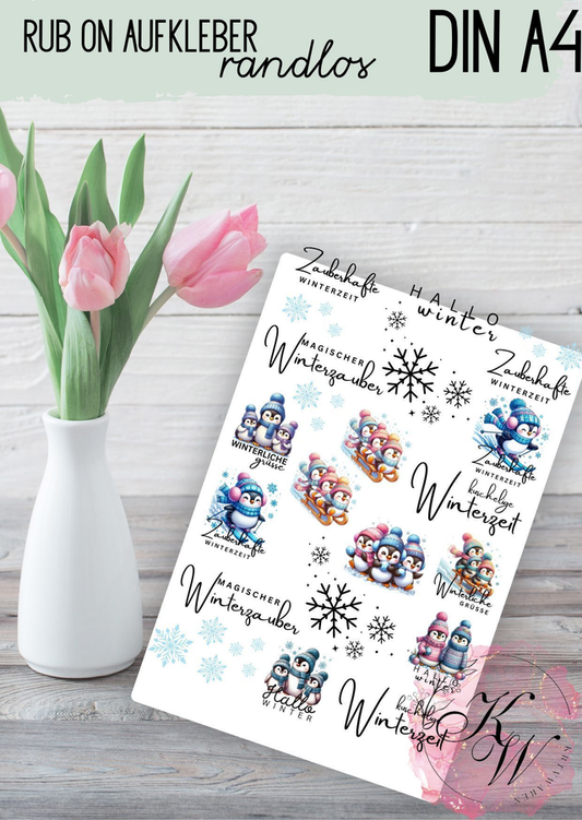 RUB ONS - "Weihnachten Pinguine " | RUBONS | randlos | glänzend | bunt | A4